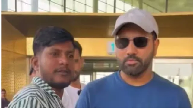 ind-vs-aus-rohit-sharma-somehow-maintains-his-composure-as-fans-get-awkwardly-close-to-him-before-leaving-for-delhi-watch