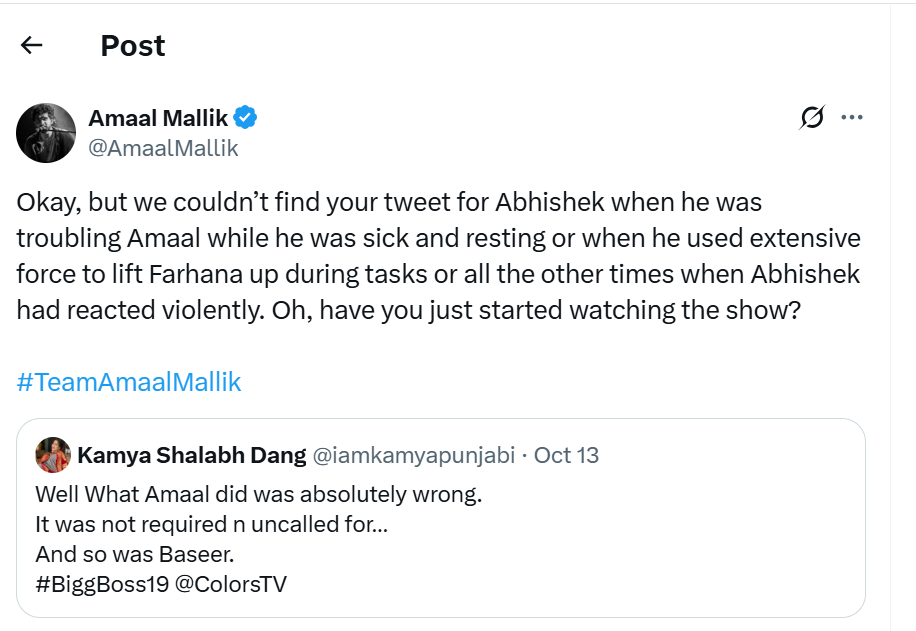 BB 19 Amaal Mallik team on Kamya Punjabi