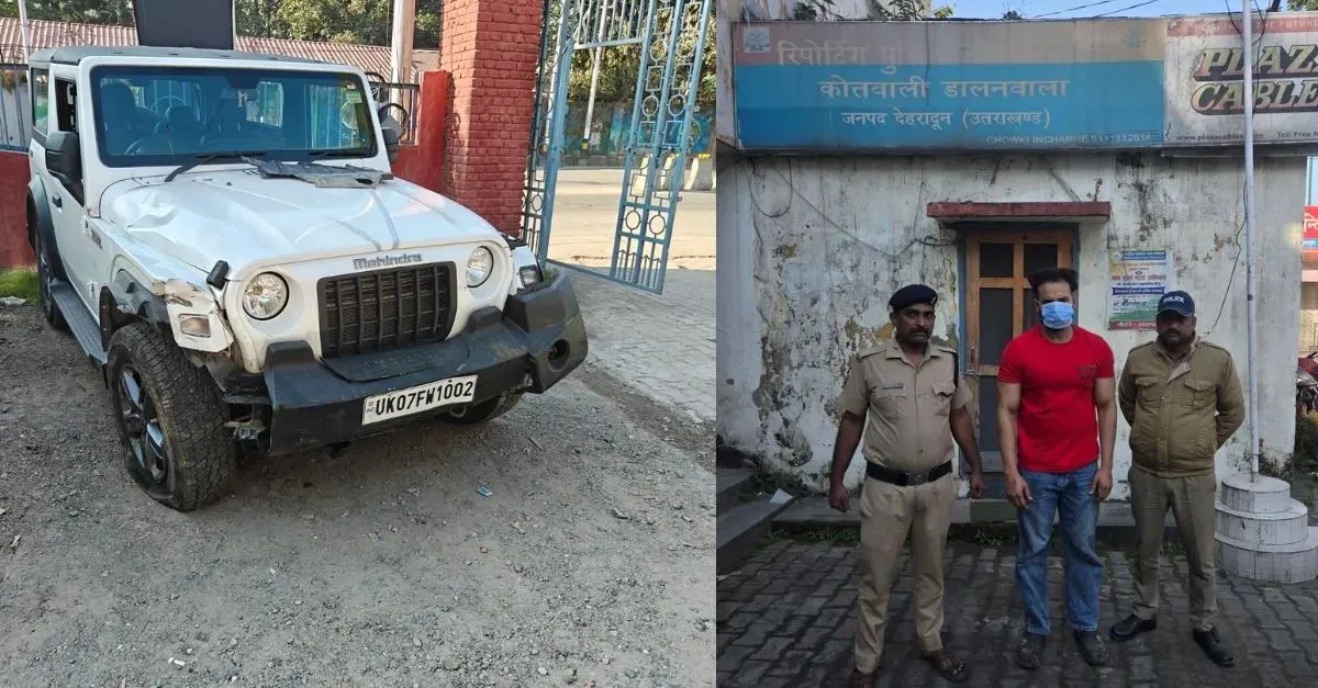 dehradun-news-thar-injures-three-policemen-as-it-rams-into-checkpost-at-araghar-driver-arrested