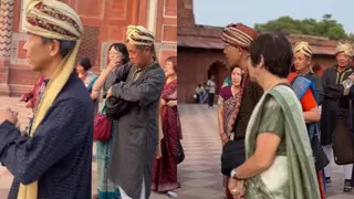 Tourists Visit Taj Mahal Wearing Indian Wedding Outfits; Netizens Ask ‘Kis Ki Shadi Ho Rahi Hain’ | Viral Video