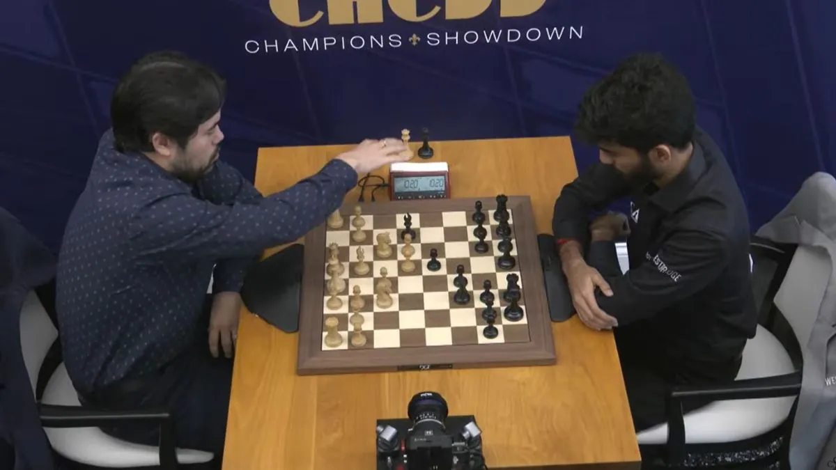 gukesh-delivers-crushing-rebuttal-to-hikaru-nakamuras-king-throwing-jibe-steals-hearts-with-classy-gesture-clutch-chess-champions-showdown-watch