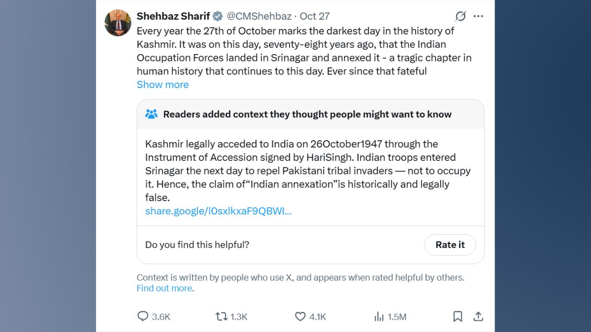 shehbaz sharif AI post on kashmir