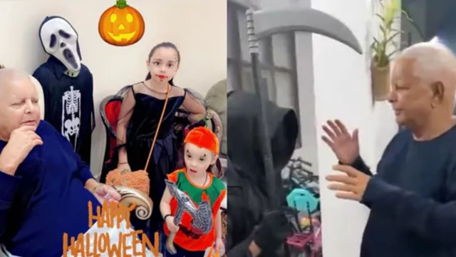 bihar-polls-bjp-slams-lalu-yadav-over-halloween-pic-with-grandchildren