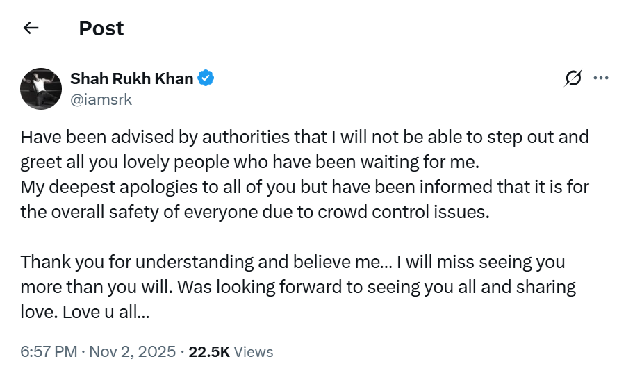 SRK 60 birthday fan greet