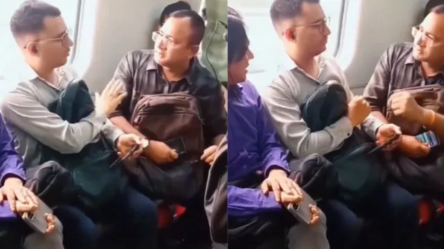 ye-baithne-ka-tarika-hain-delhi-man-fights-with-passenger-for-sitting-cross-legged-inside-metro-in-viral-video