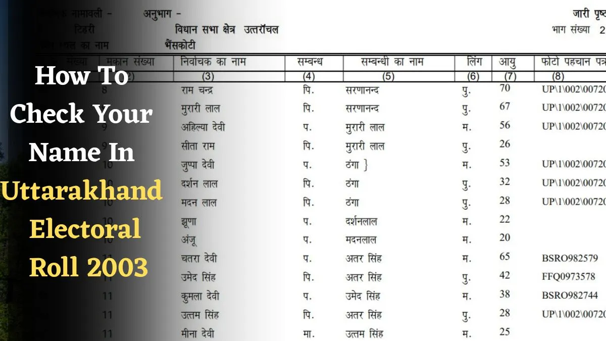 Ceo Uttarakhand Voter List 2003 Download Online How To Check Your Name