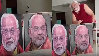 69-Year-Old Artist Paints PM Modi And Amit Shah Into One 3D Portrait, Mirror Reflection Unveils Stunning Illusion | VIRAL