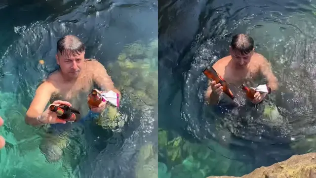 portuguese-tourist-dives-into-meghalayas-natural-pool-to-clean-trash-left-by-visitors-video-sparks-outrage-over-littering
