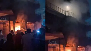 Lucknow Fire: Sweet Shop In Multi-Storey Building Catches Flame Matiyari Chowk, Trapped Employees Rescued From Basement | Video