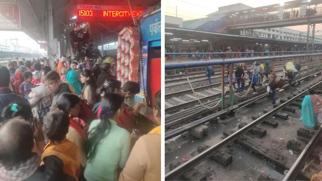 stampede-like-situation-at-gorakhpur-junction-passengers-jump-on-tracks-amid-fob-chaos