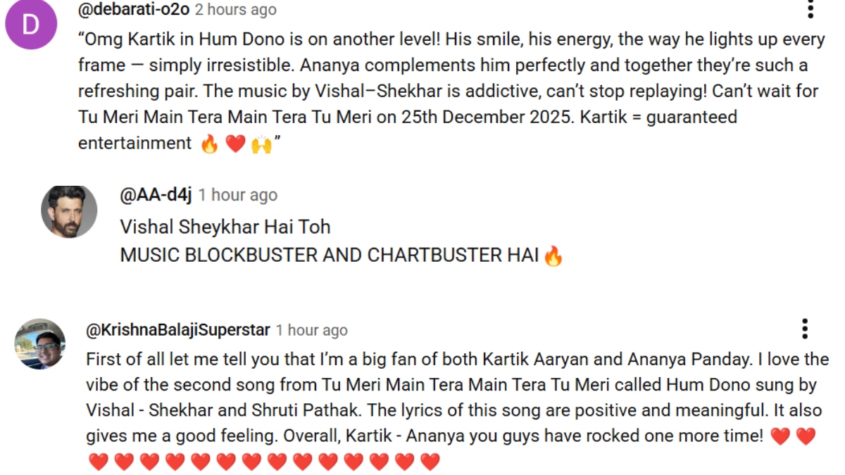 Fans comments on Kartik aaryan new song