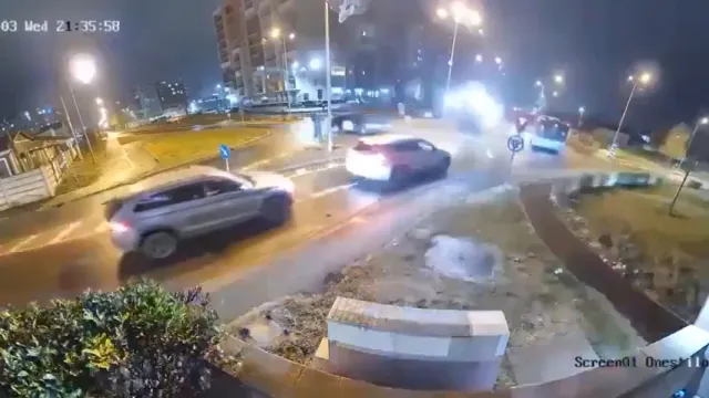 video-high-speed-mercedes-soars-through-air-before-crashing-into-pole-in-romania