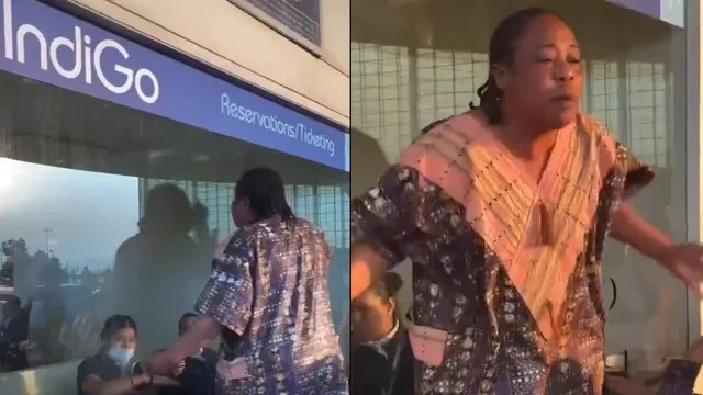 indigo-crisis-french-woman-climbs-on-counter-shouts-at-airport-staff-over-flight-cancellations-watch