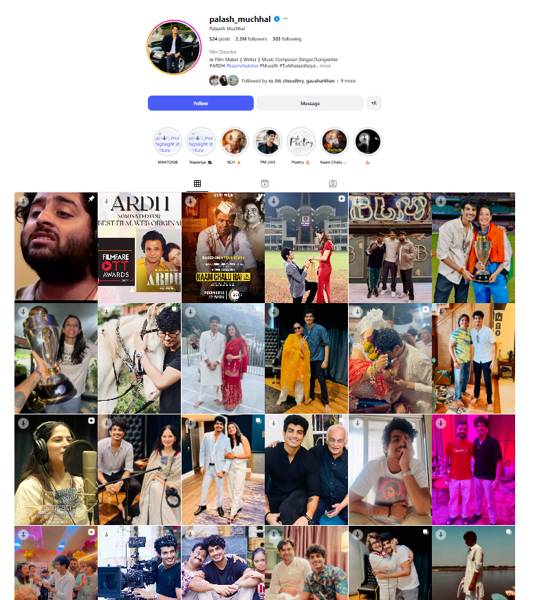 Palash Instagram profile