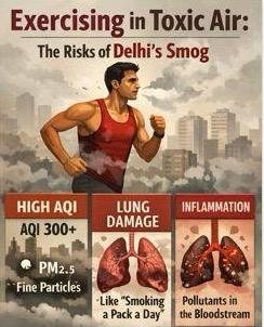 Smog stories: Excercising in toxic air (AI Generated)