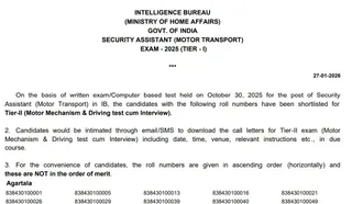 IB Security Assistant Motor Transport Result 2025-26 Out At mha.gov.in, SA MT Direct PDF Download Link Here