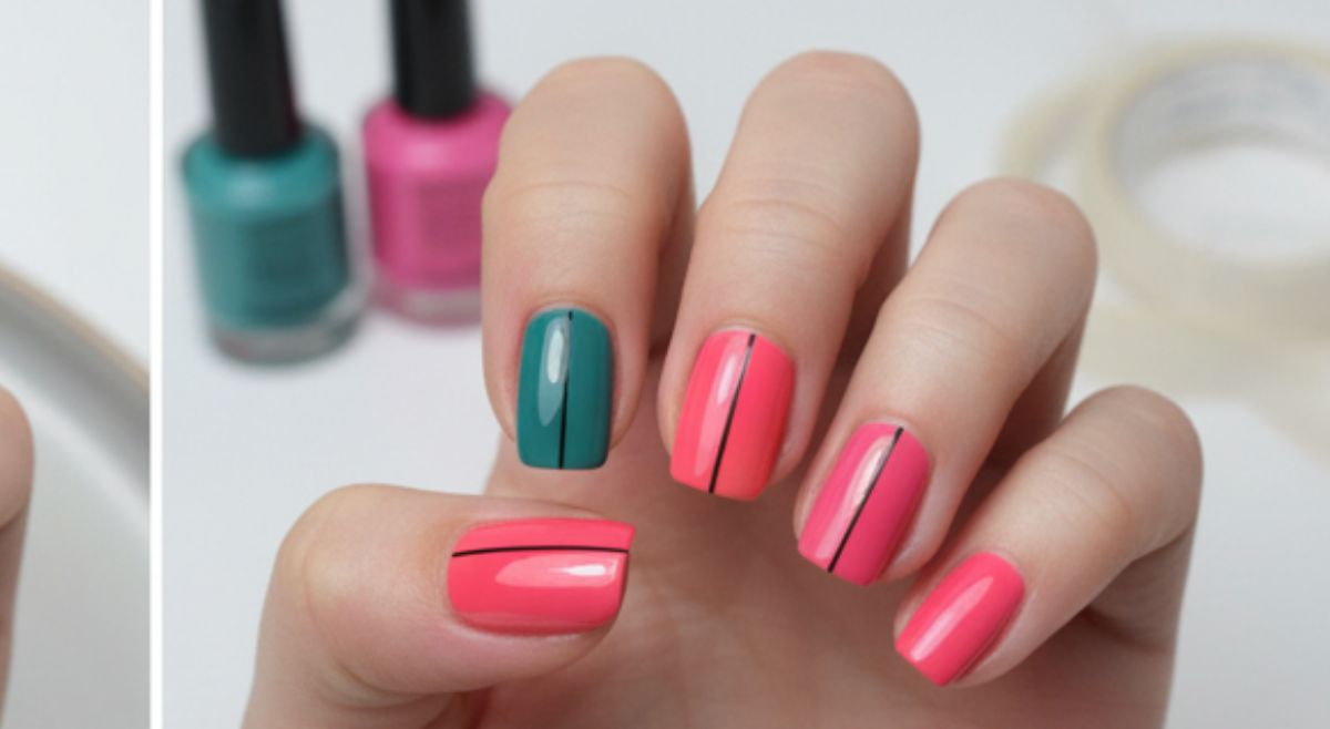 Geometric Line nail art