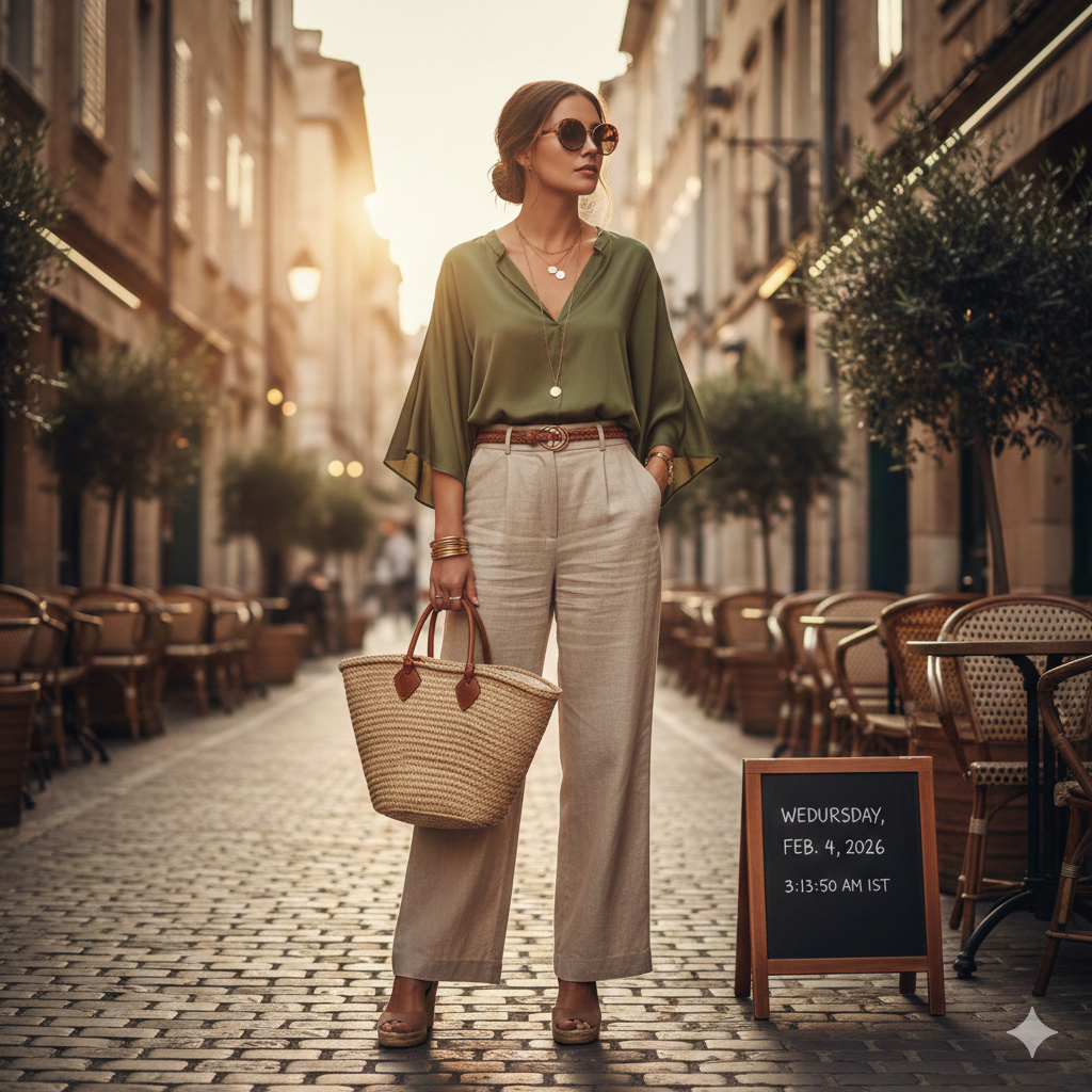 Olive Top With Beige Pants