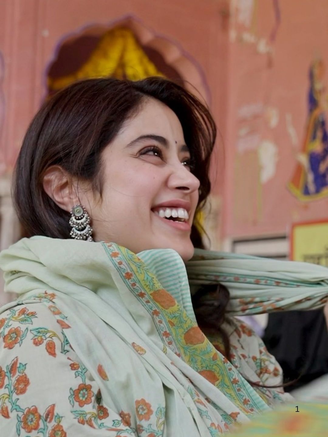 Janhvi in floral green suit for shivratri