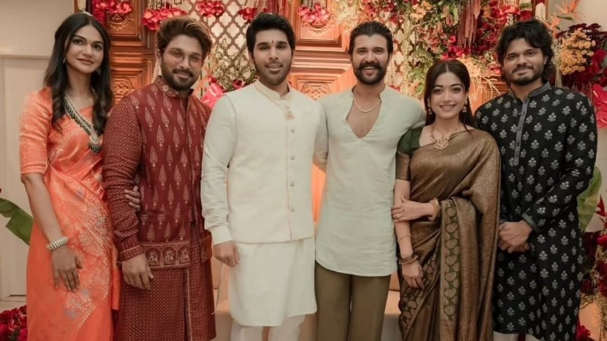 rashmika vijay attend allu sirish wedding function