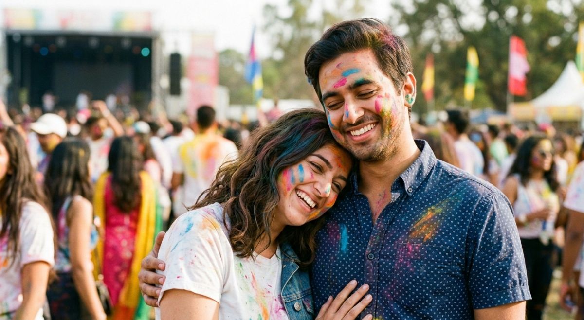 shoulder lean holi pose