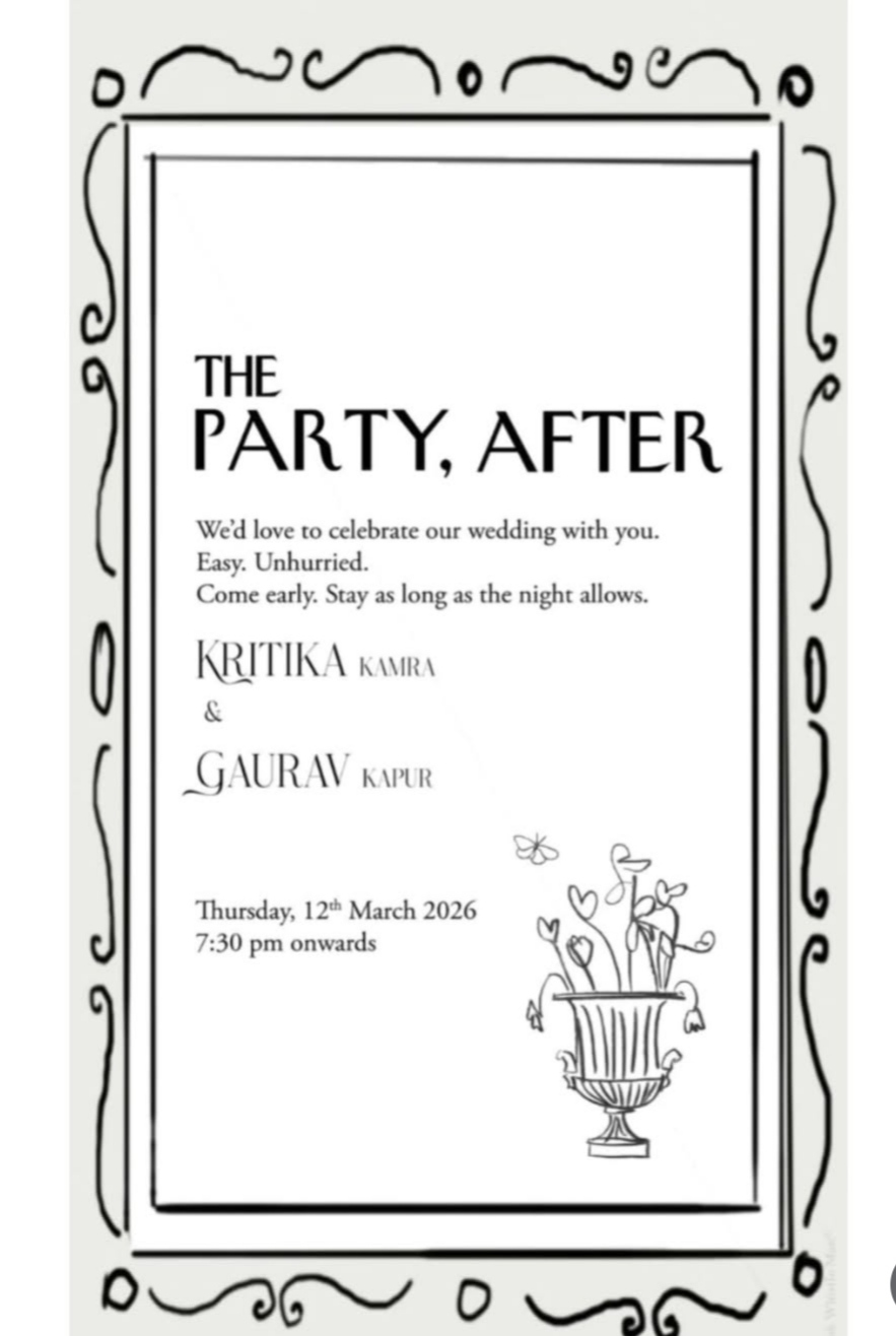 kritika kamra gaurav kapur after wedding party invite