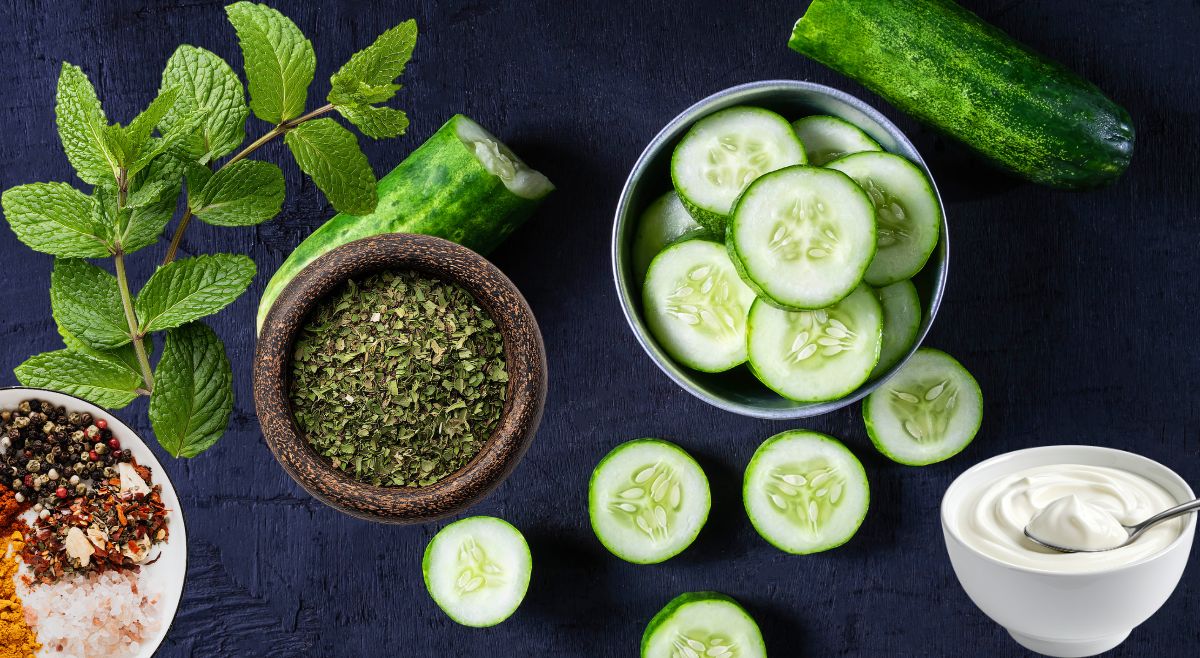 ingredients for cucumber mint chaas