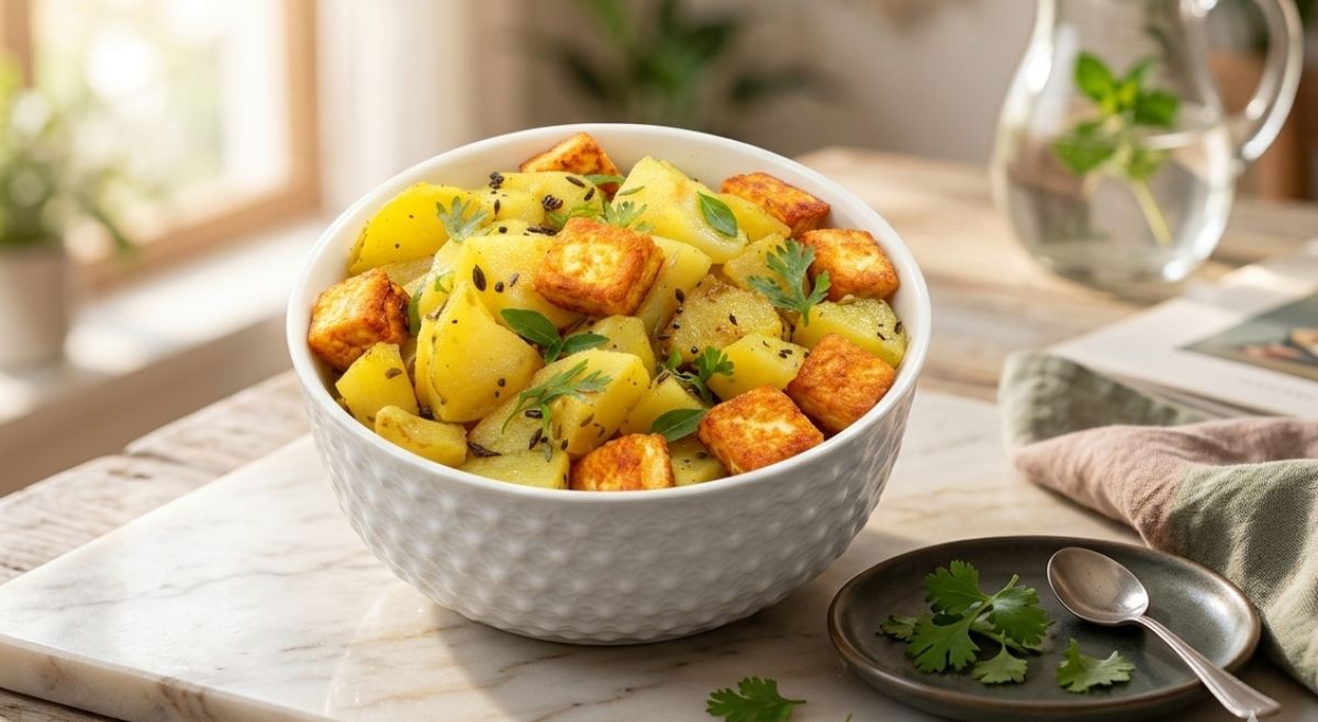 fried paneer and aloo for navratri vrat