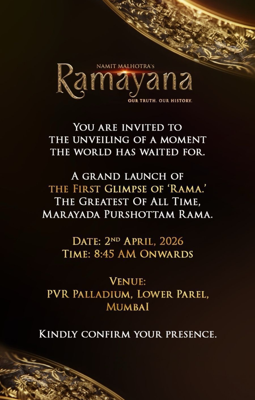 ramayana new glimpse on 2nd april