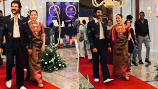 Rashmika Mandanna Stuns In Traditional Kodagu Saree At Hometown Reception; Vijay Deverakonda Looks Stylish In Suit