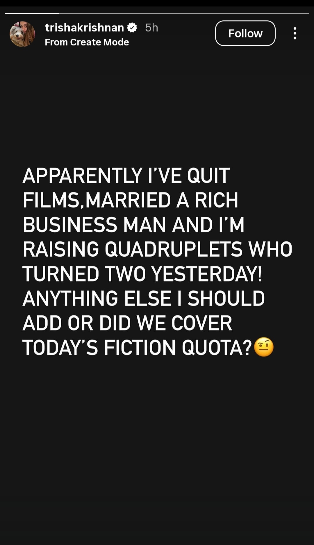 trisha krishnan slams rumours of quitting films