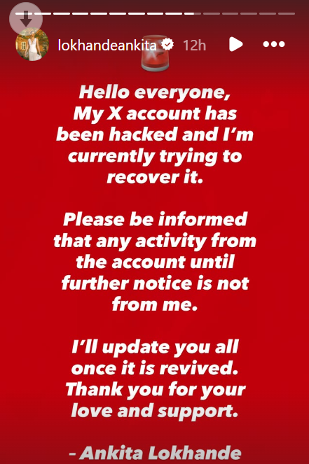 ankita lokhande x account hacked