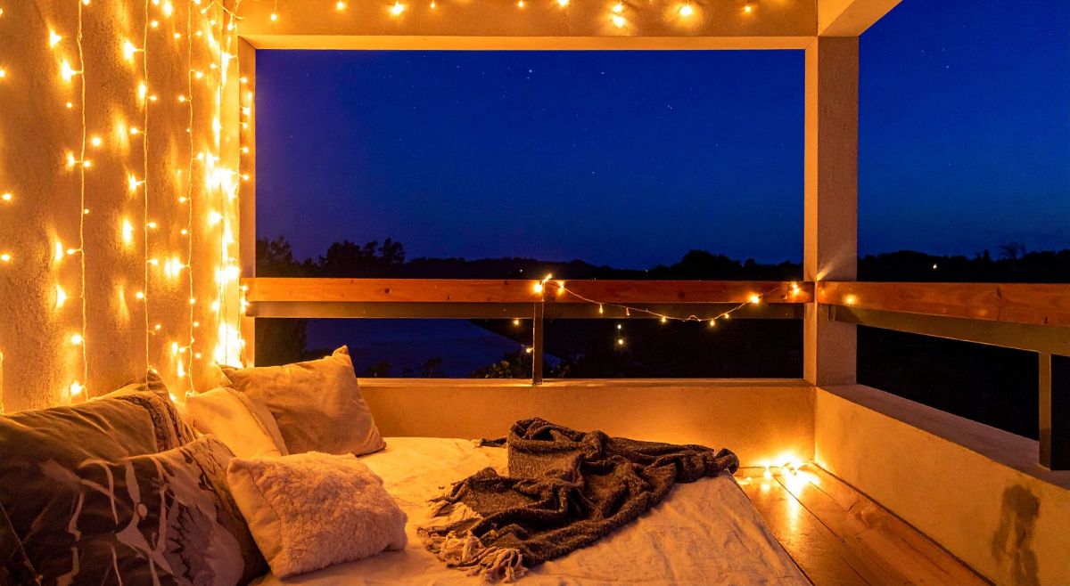 fairy lights balcony