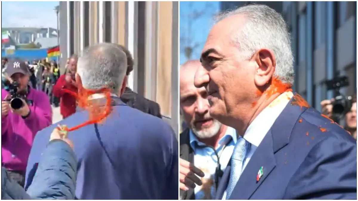 Iran's Exiled Crown Prince Reza Pahlavi Attacked With 'Red Liquid' In Berlin  | VIDEO