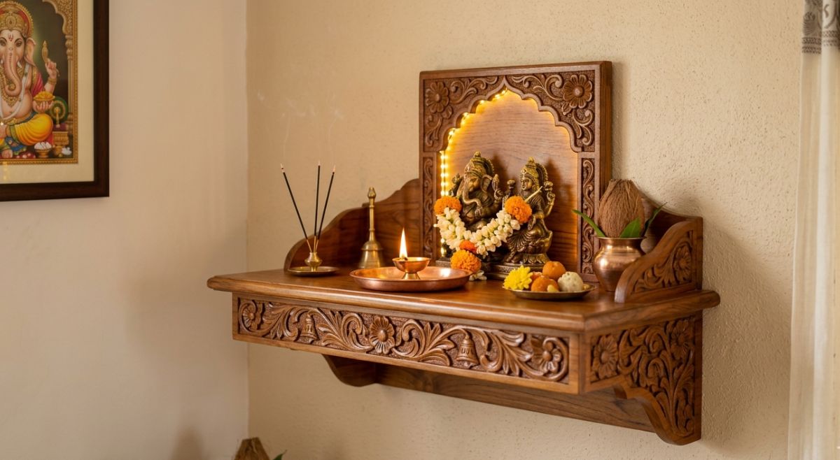 Wall Mounted Floating Shelf Mandir