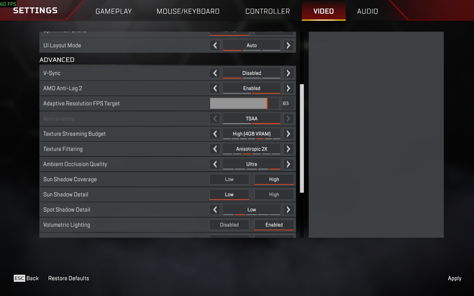 Apex High VRAM 4GB