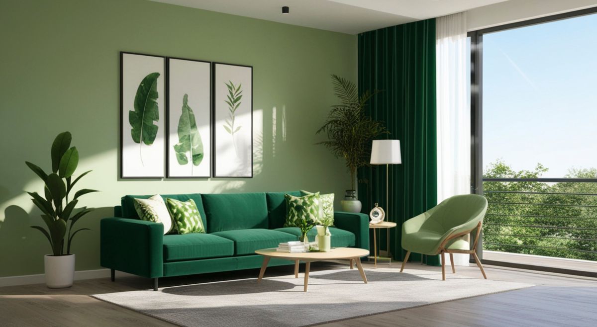 pastel green living room