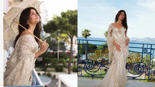 Alia Bhatt’s Third Cannes 2026 Look In Ivory-Peach Saree Leaves Hearts Racing, Vintage Umbrella Steals Attention | Photos