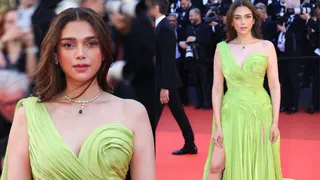 Cannes 2026: Aditi Rao Hydari Brings Summer Glamour To Red Carpet With Metallic Neon Green Slit Gown | Photos