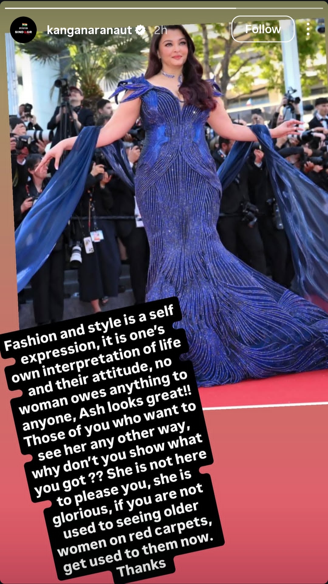 kangana ranaut reacts to Aishwarya rai cannes 2026 loom