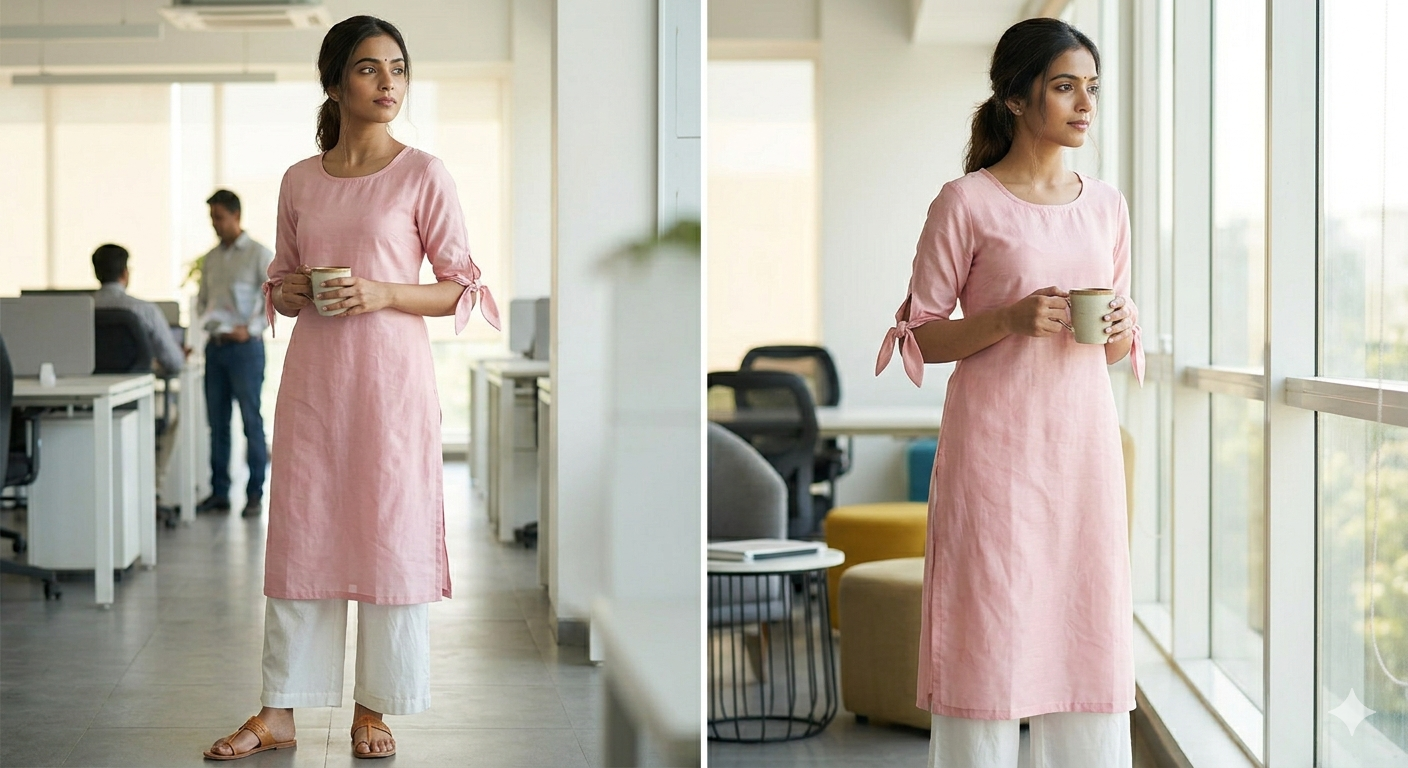 Bow Knot Sleeves Kurti