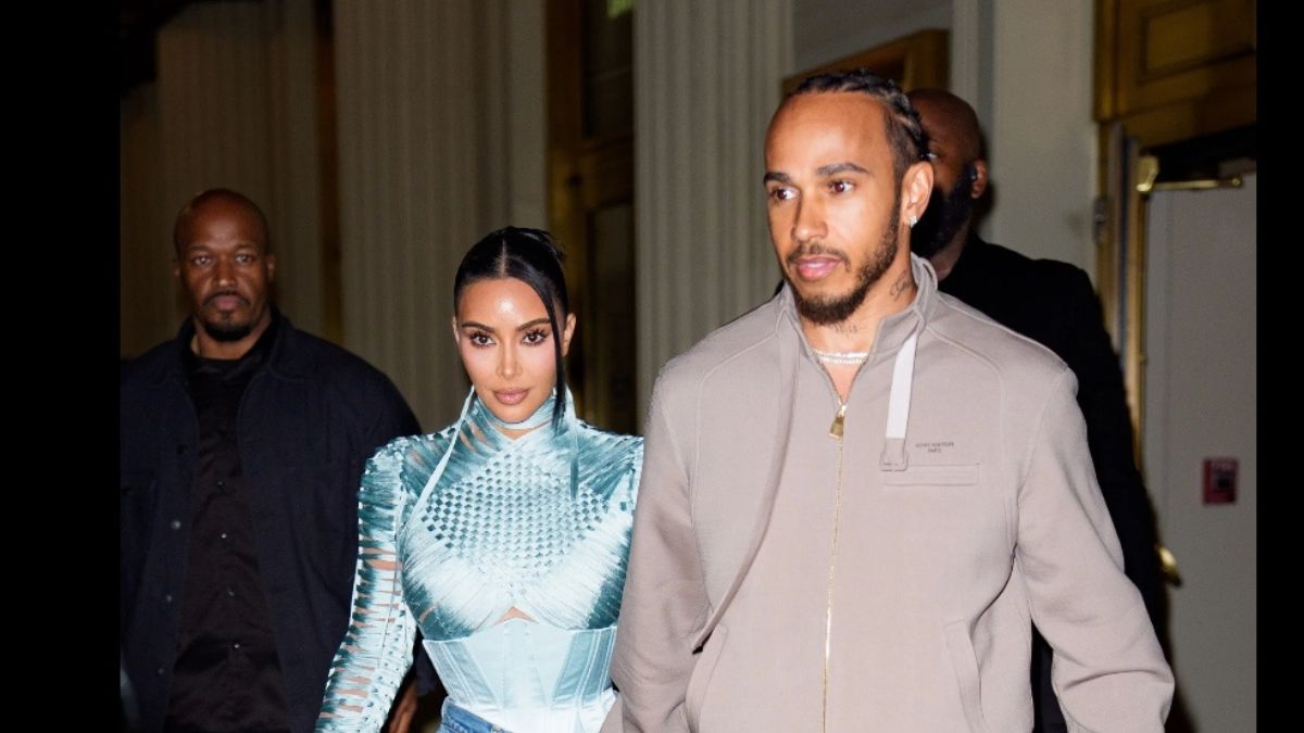 kim Kardashian with lewis Hamilton.