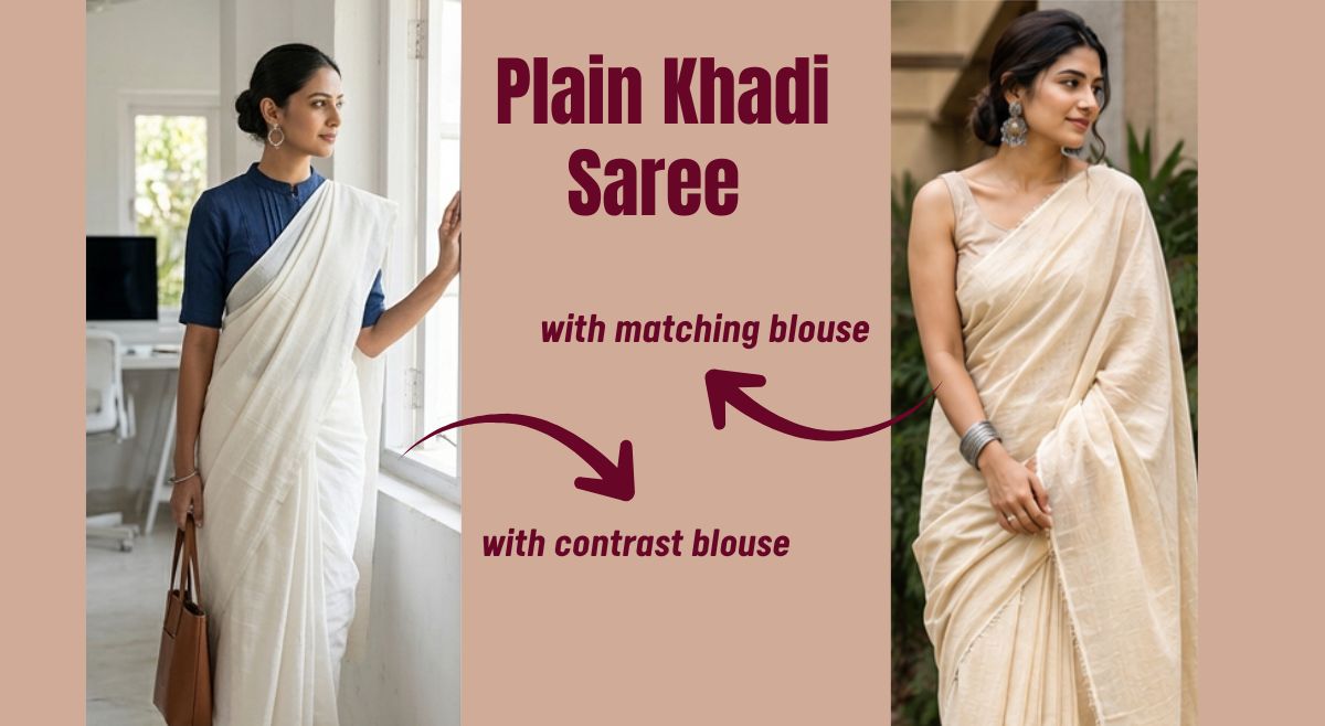 Plain Khadi Saree