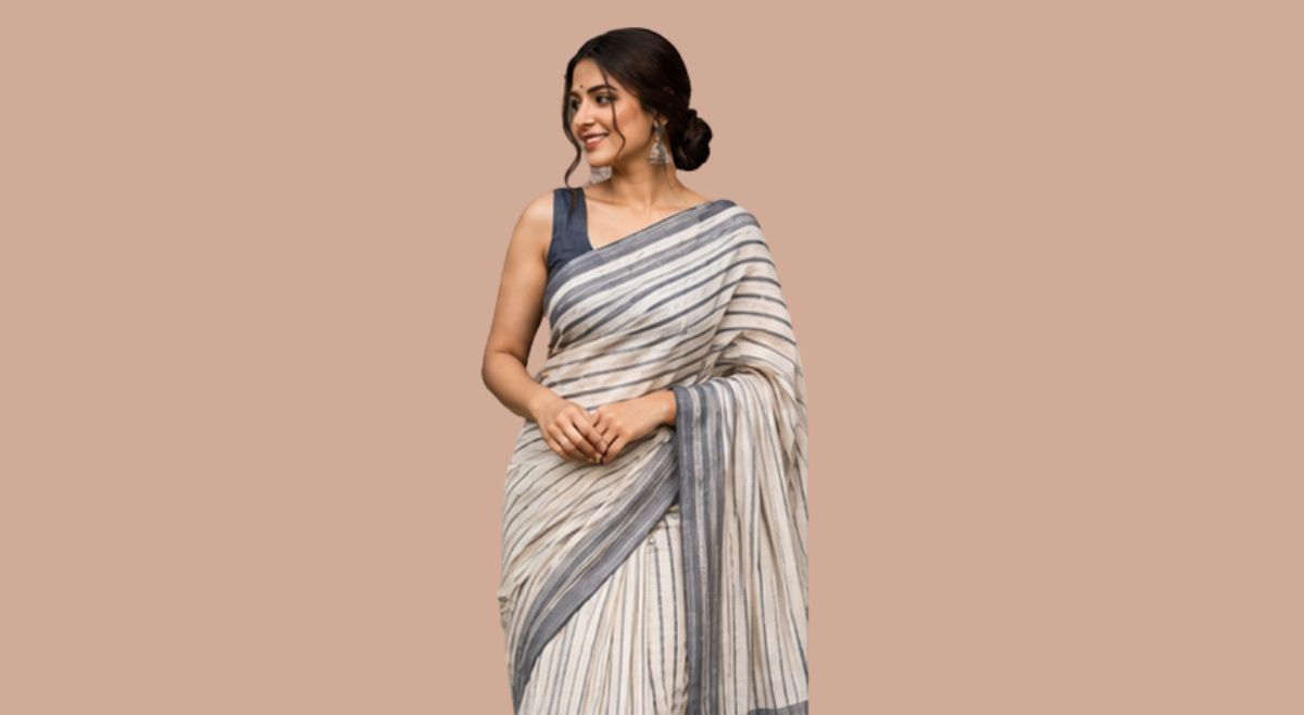 Strip Patterned Khadi Saree
