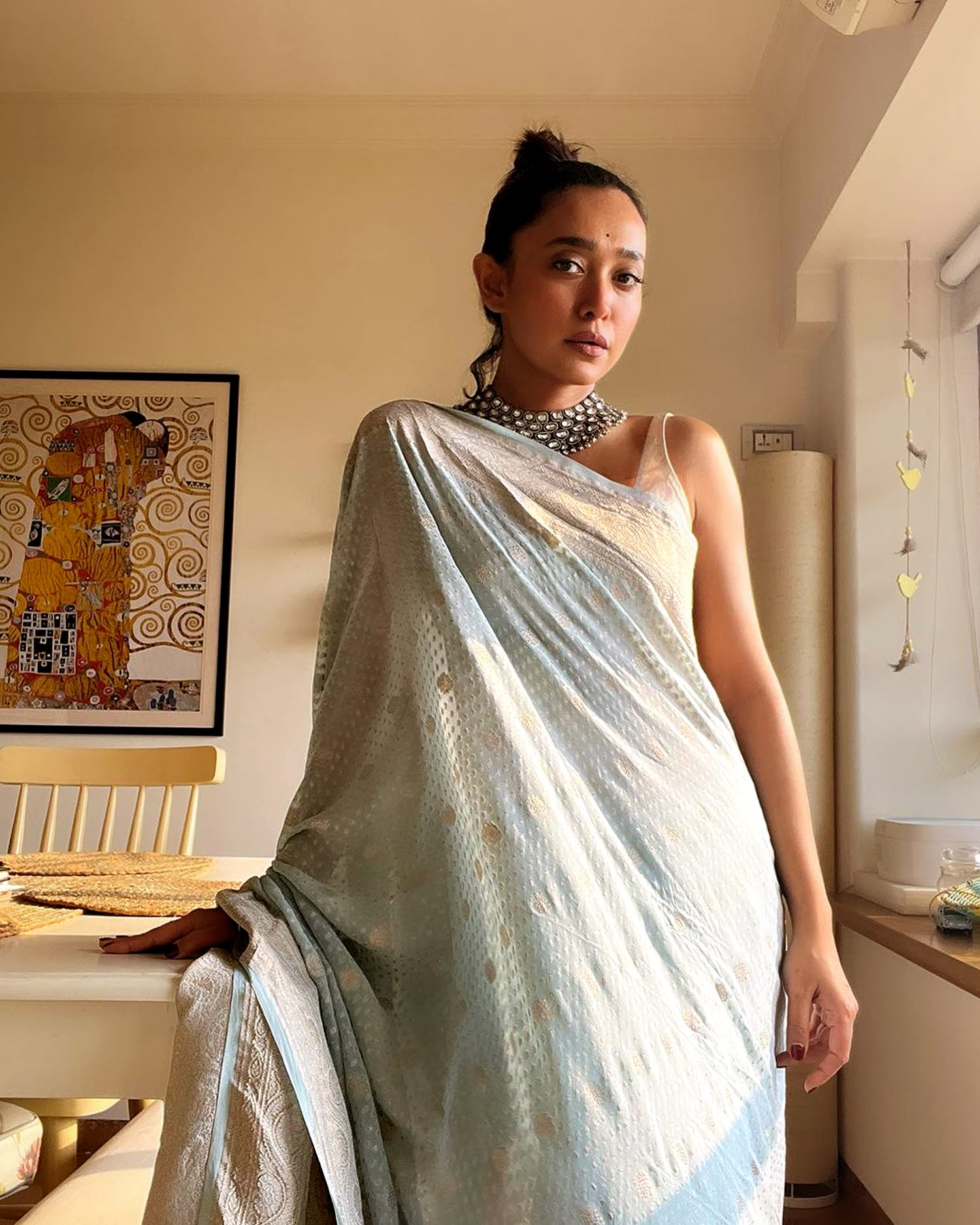 sayani in cotton banarasi saree
