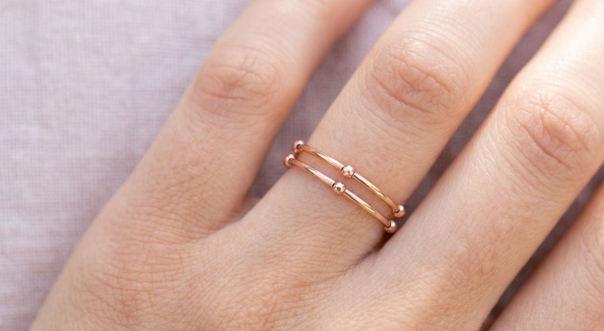 Double Band Design With Delicate Beaded