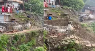 Himachal Rains Trigger Landslide In Sirmaur, Retaining Wall Under House Collapses In Shocking Video | WATCH

