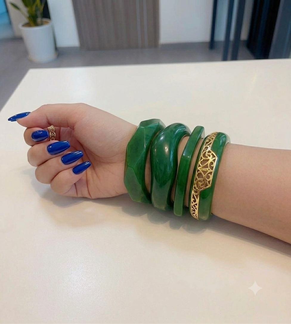 green resin bangles