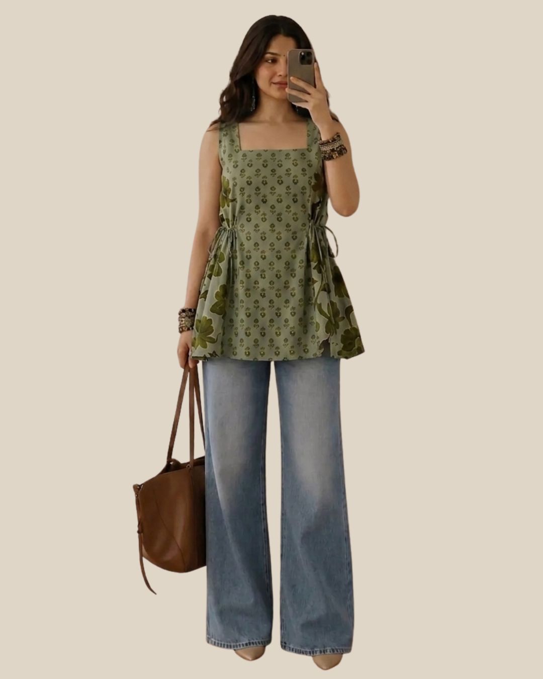 peplum kurti with flared jeans