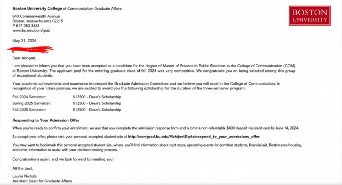 DIPKE BOSTON LETTER